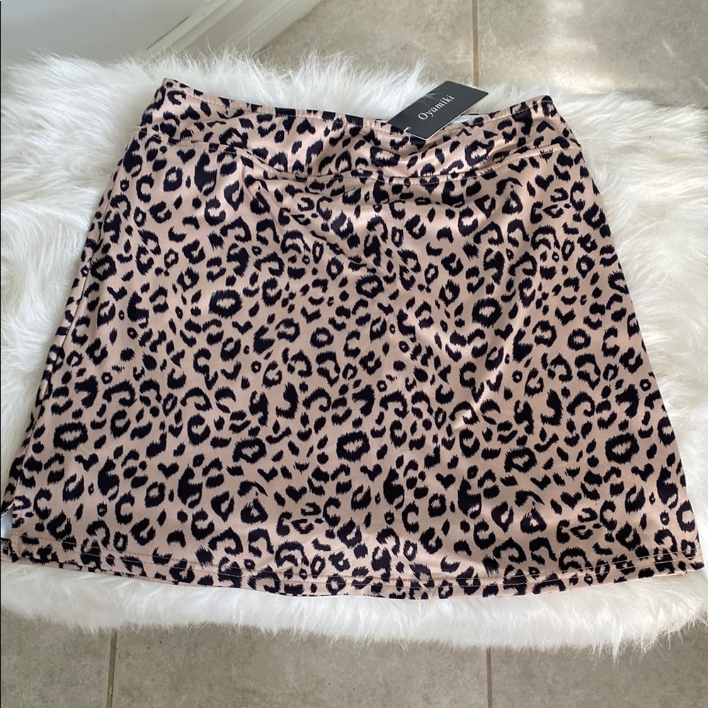 O'Neill Leopard Print Mini Skirt - Black and Tan